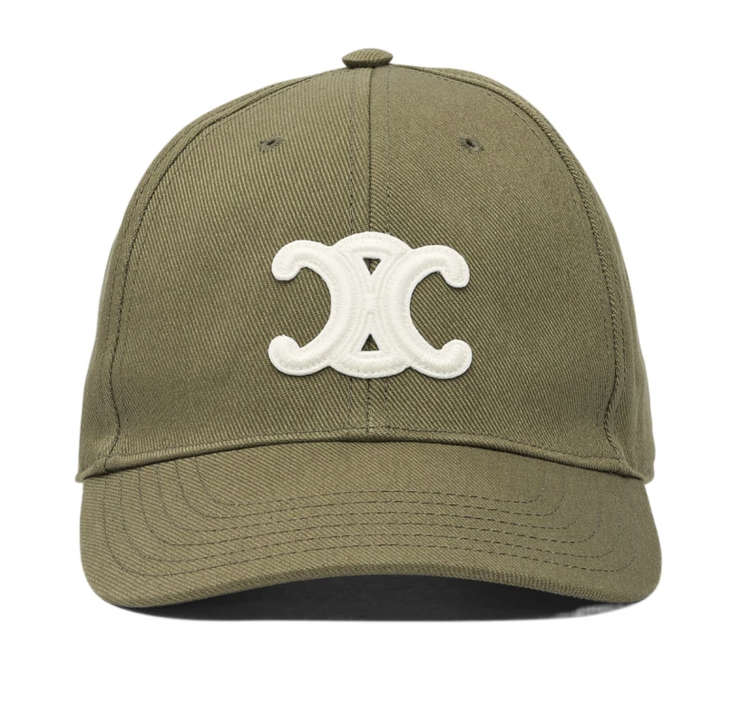 Celine Triomphe Baseball Cap Olive Green