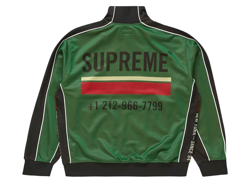 Supreme World Famous Jacquard Track Jacket Green