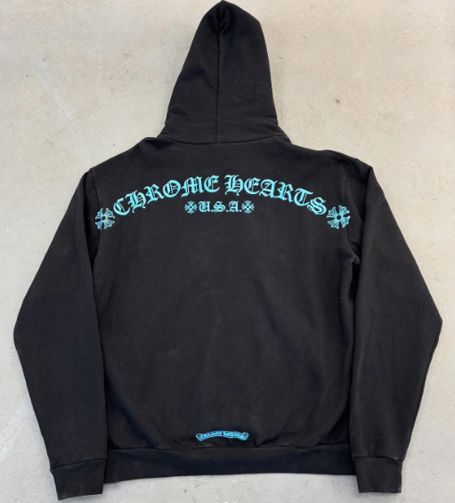 Chrome Hearts Blue Glitter Horseshoe Friends and Family Hoodie