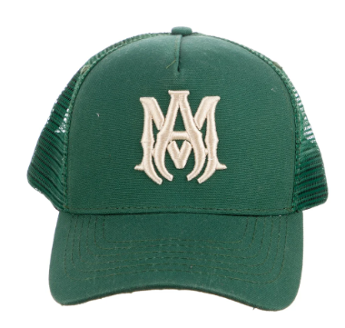 Amiri Embroidered MA Logo Trucker Hat Green
