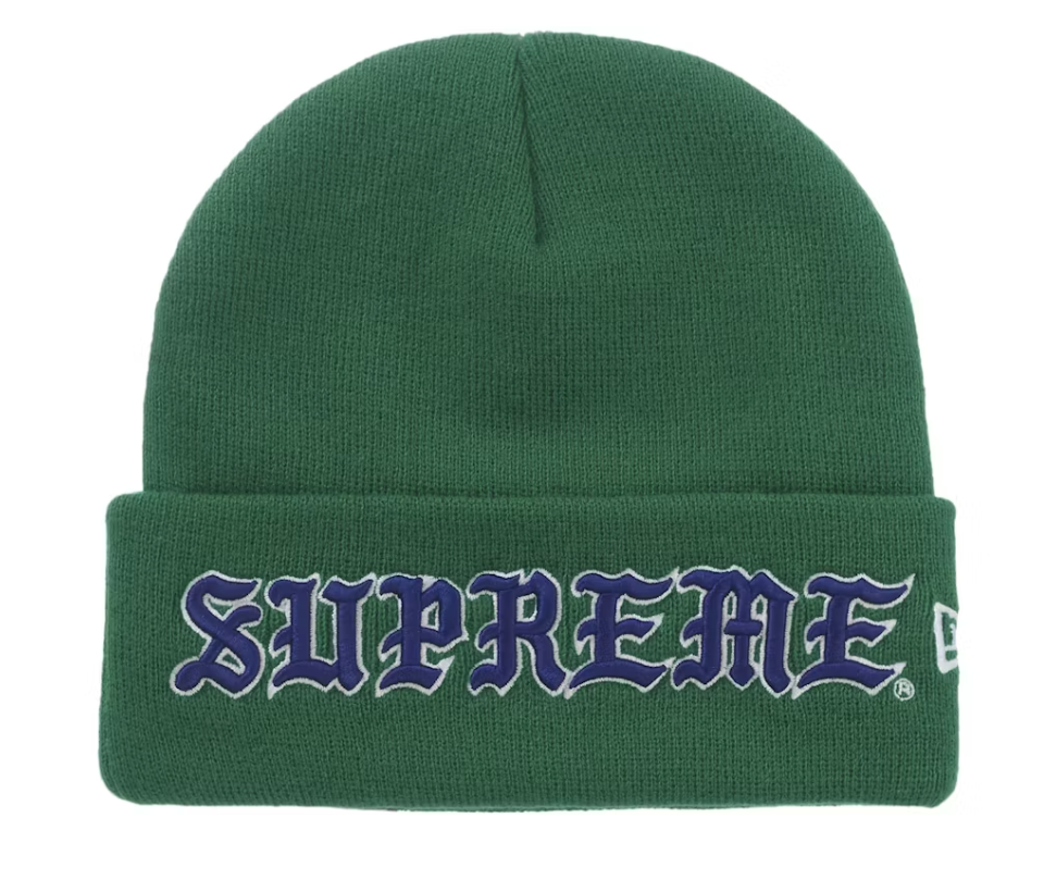 Supreme New Era Old English Beanie Green
