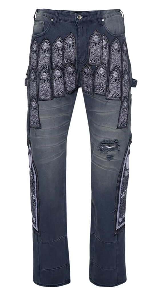 Who Decides War Patched Arch Embroidered Pant Violet