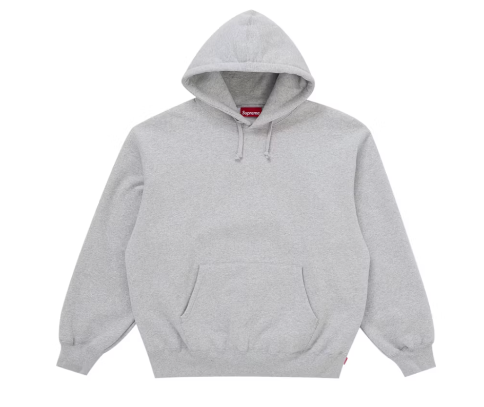 Supreme Satin Appliqué Hooded Sweatshirt (FW25) Heather Grey