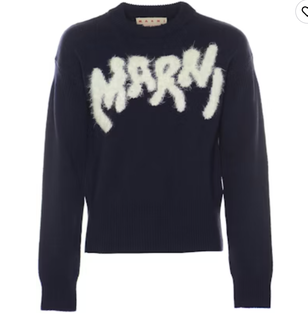 Marni Mohair Logo Sweater Navy