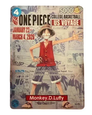Monkey.D.Luffy 2026 Bandai One Piece College Basketball US Voyage (Ungraded)
