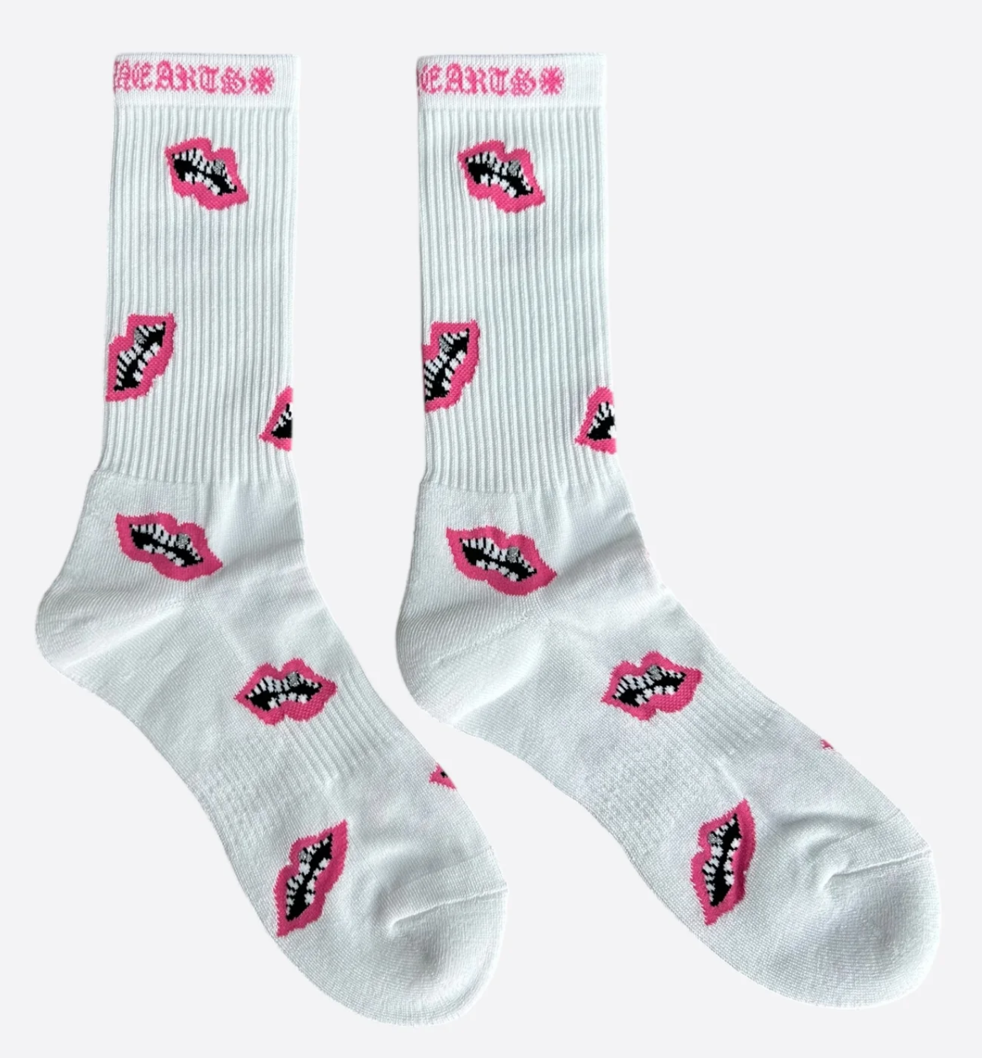 Chrome Hearts Matty Boy Chomper Socks White Pink