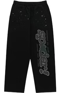 Sp5der Rhinestone Punk V2 Hoodie & Sweatpants Set Black