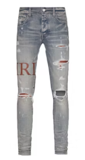 AMIRI Leather Stitch Logo Jeans Clay Indigo