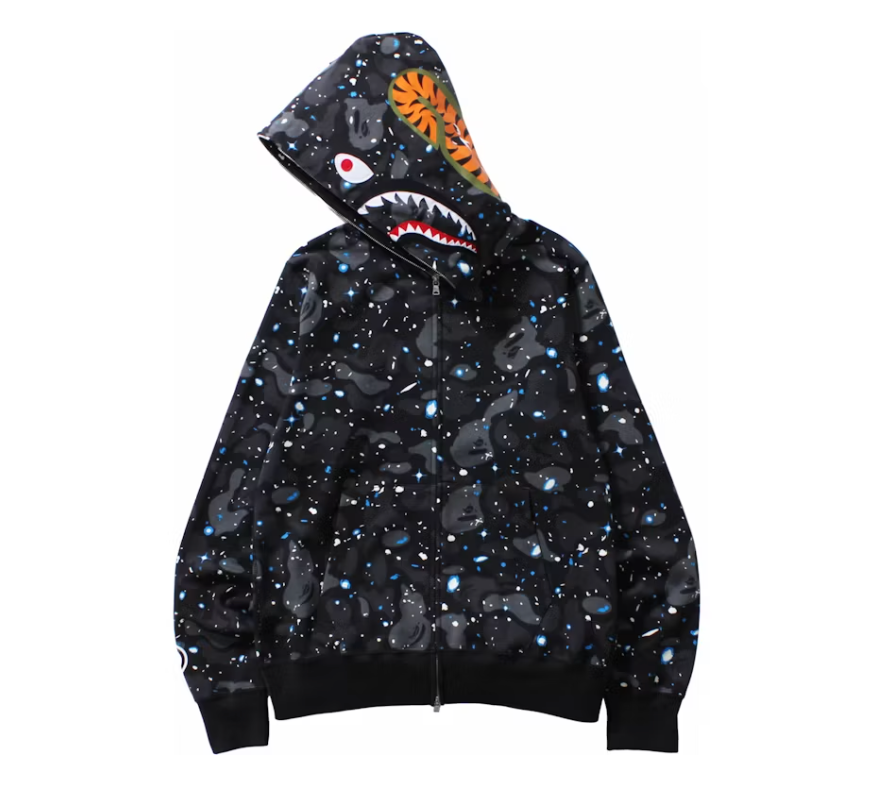 BAPE Space Camo Shark WGM Full-Zip Hoodie Black