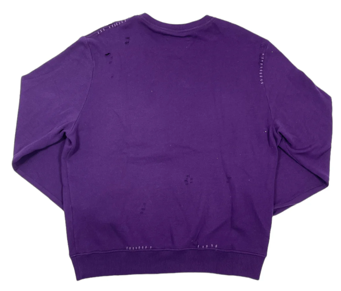 Amiri Distressed Poison Snake Logo Crewneck Sweatshirt Purple