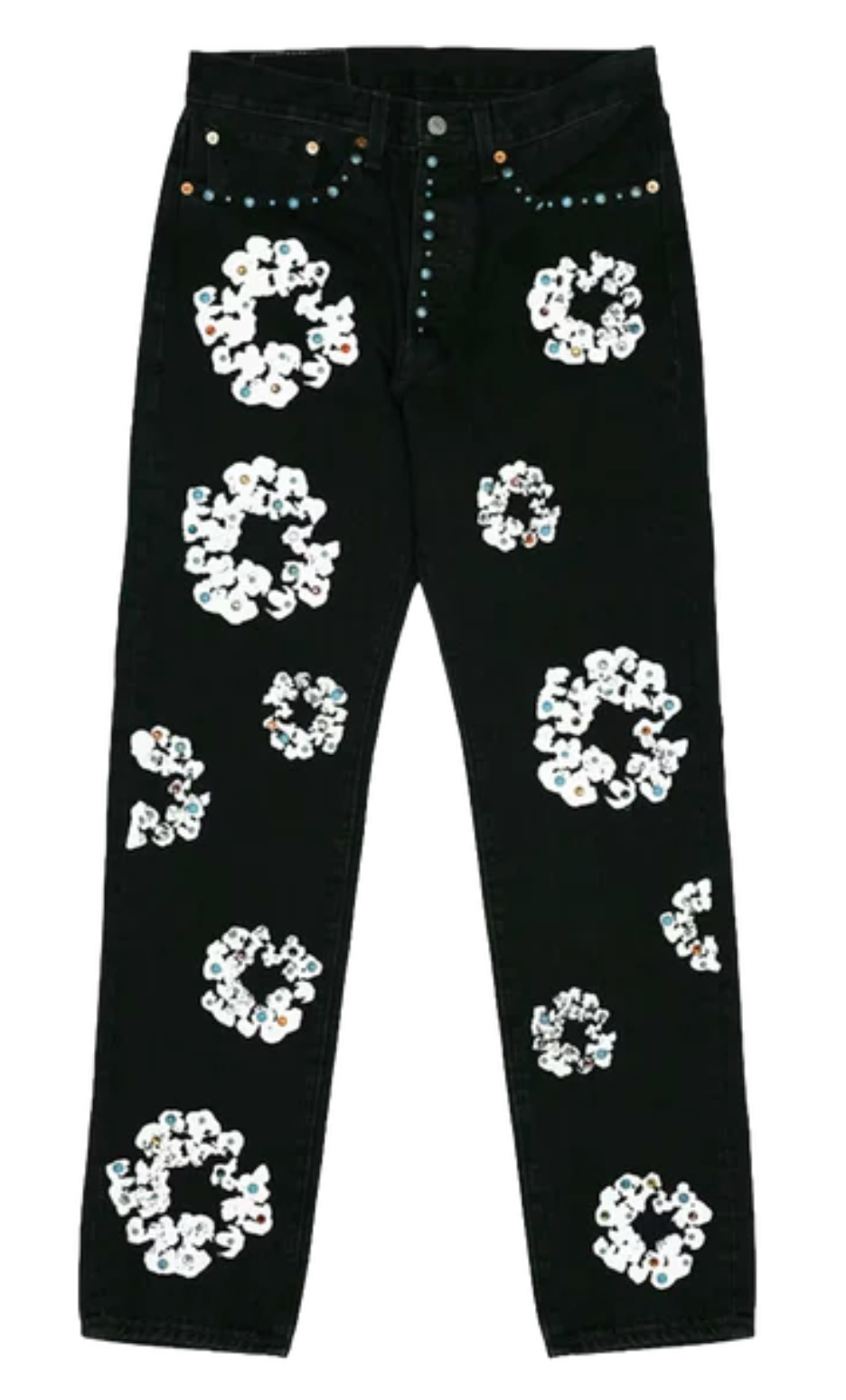 Denim Tears Levi's 501 Cotton Rhinestone Wreath Jeans Black