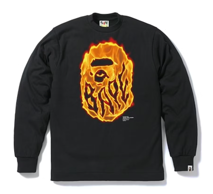 BAPE Burn Burn Long Sleeve Tee Black/Orange