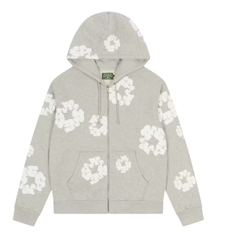 Denim Tears Cotton Wreath Zip Hoodie Grey