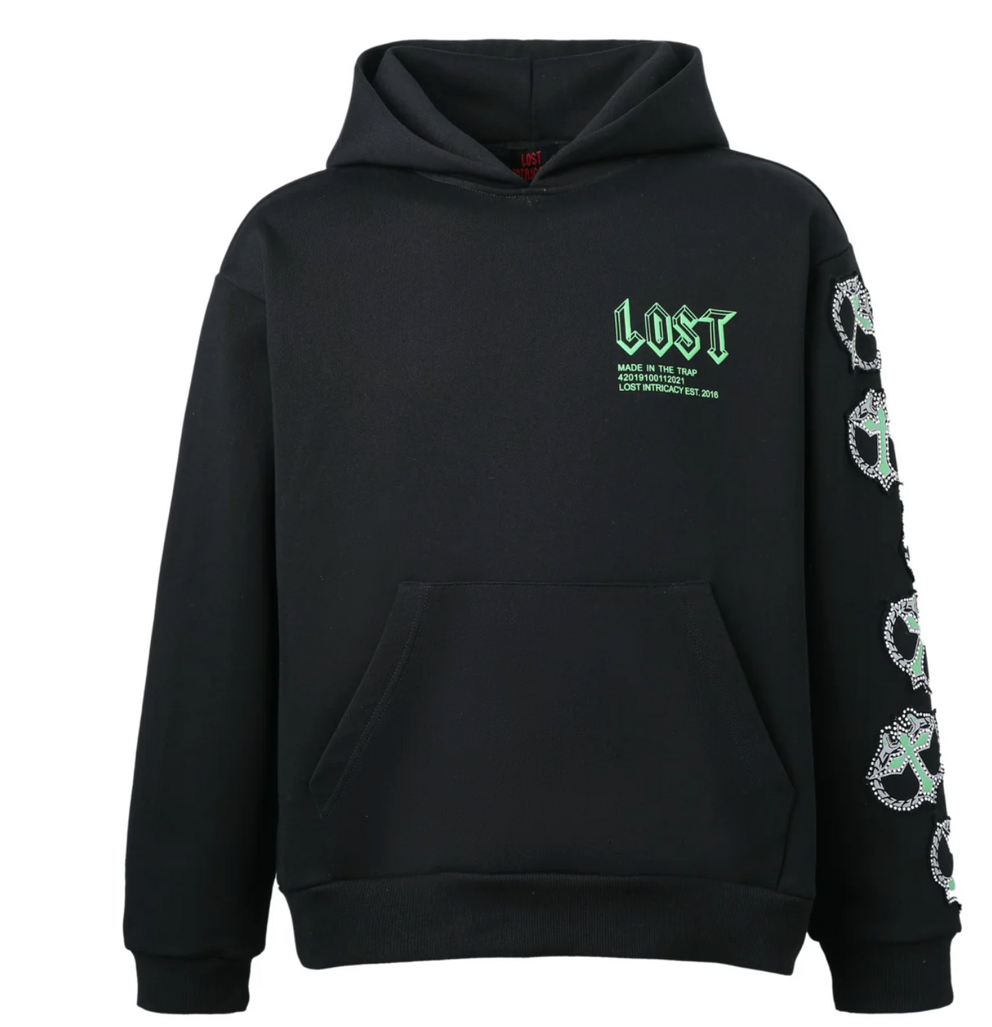 Lost Intricacy Black/Green Mitt Hoodie