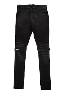 AMIRI Pink Velvet PJ MX2 Skinny Jeans Black