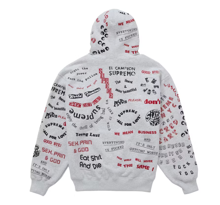 Supreme Too Deadly Hooded Sweatshirt Ash Grey