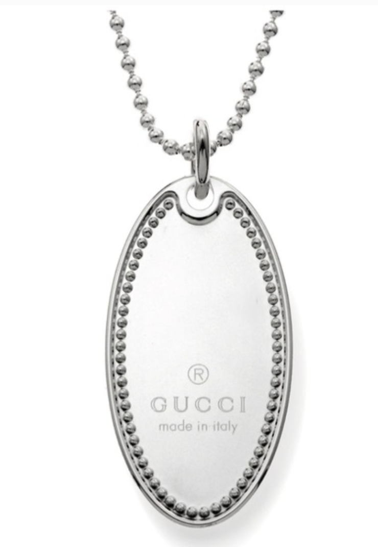 Gucci Oval Logo Pendant Necklace Silver