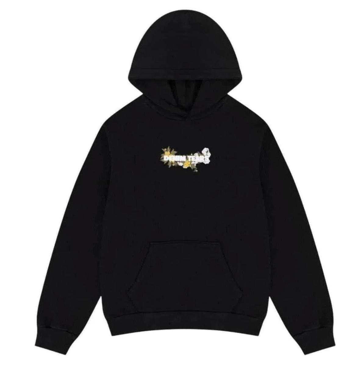 Denim Tears Embroidered Floral Logo Hoodie Black