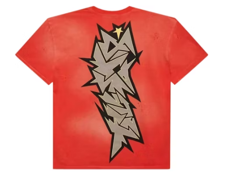 Hellstar Cracked Logo Print T-Shirt Red