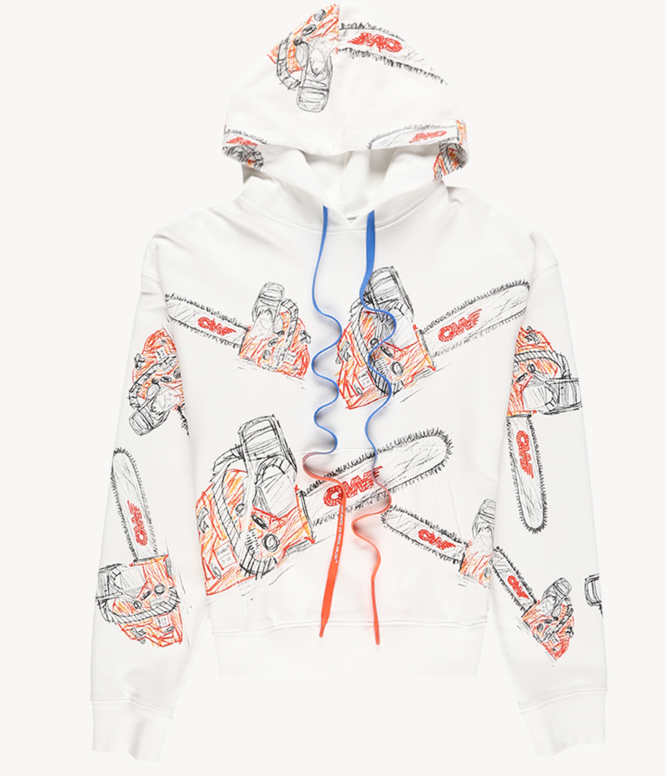 Off-White Chainsaw Oversized Hoodie White
