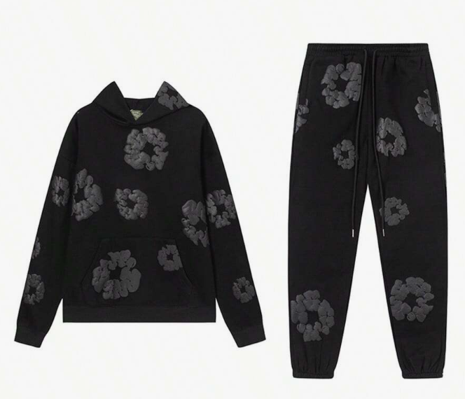 Denim Tears The Cotton Wreath Hoodie & Sweatpants Set Black Monochrome