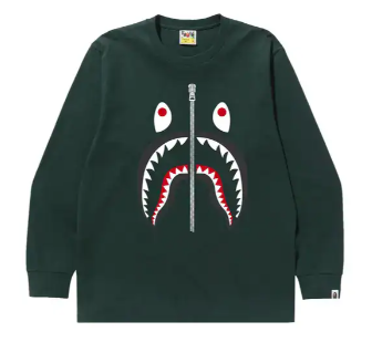 BAPE Shark L/S Tee Olive Green