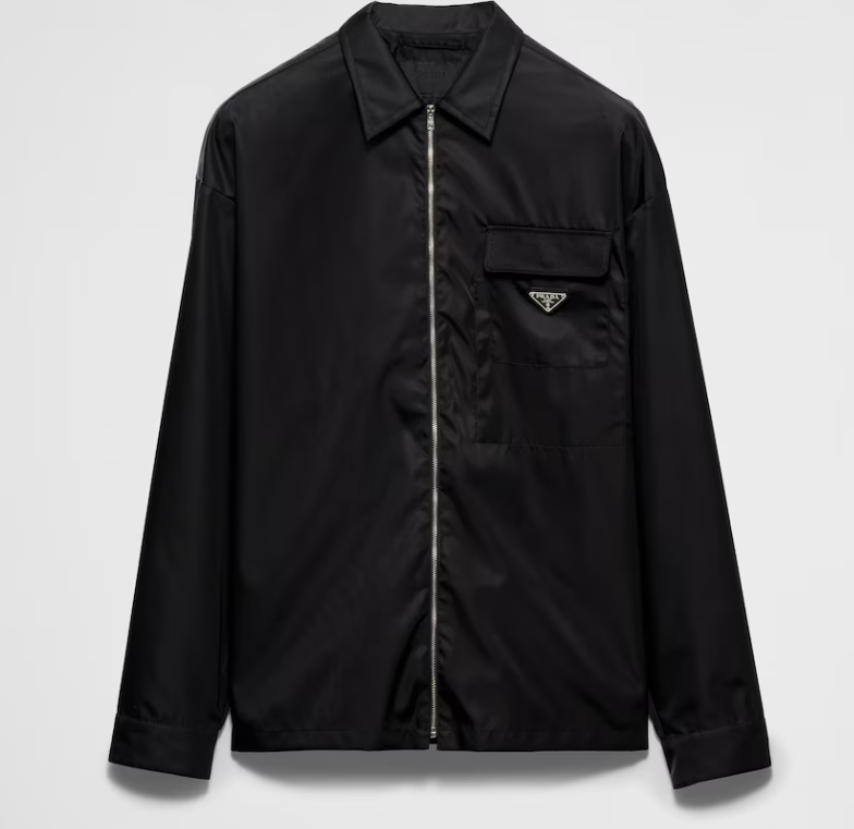 Prada Re-Nylon Zip Up Shirt Black