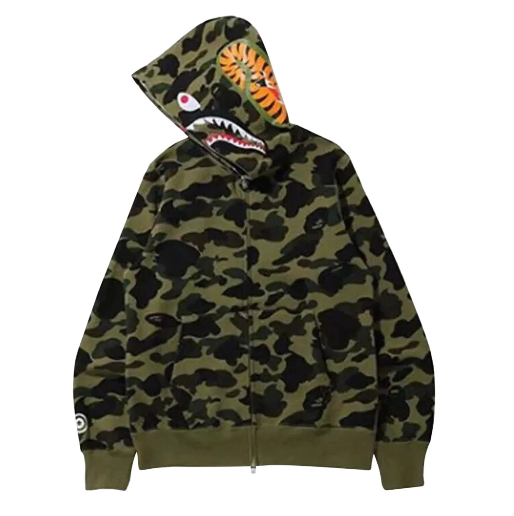 BAPE 1st Camo Shark Full Zip Hoodie Green