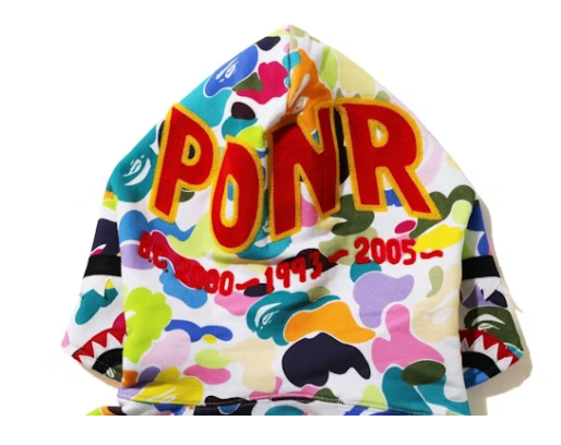 BAPE Multi Camo Shark Full Zip "PONR" Hoodie White
