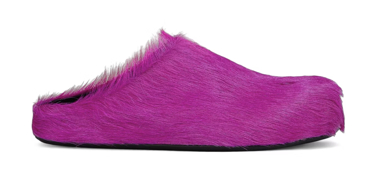 Marni Long Hair Calfskin Fussbett Sabot Mule Fuchsia