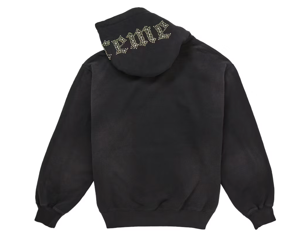 Supreme Overdyed Studded Hooded Sweatshirt Black