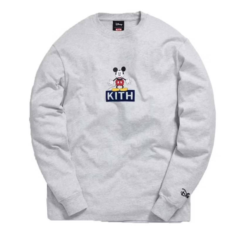 Kith x Disney 30s Mickey Standing Classic Logo L/S Tee Heather