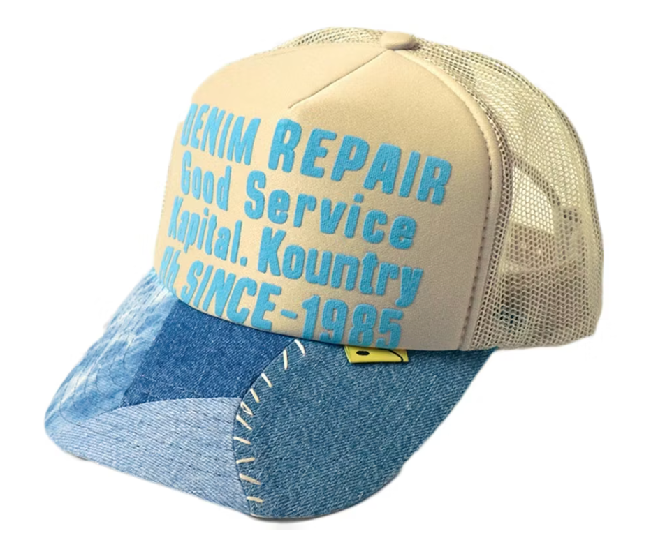 Kapital Denim Repair Service Re-Construct Trucker Hat Beige