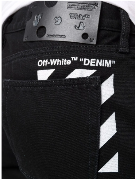 Off-White Diagonals Print Straight-Leg Jeans Black