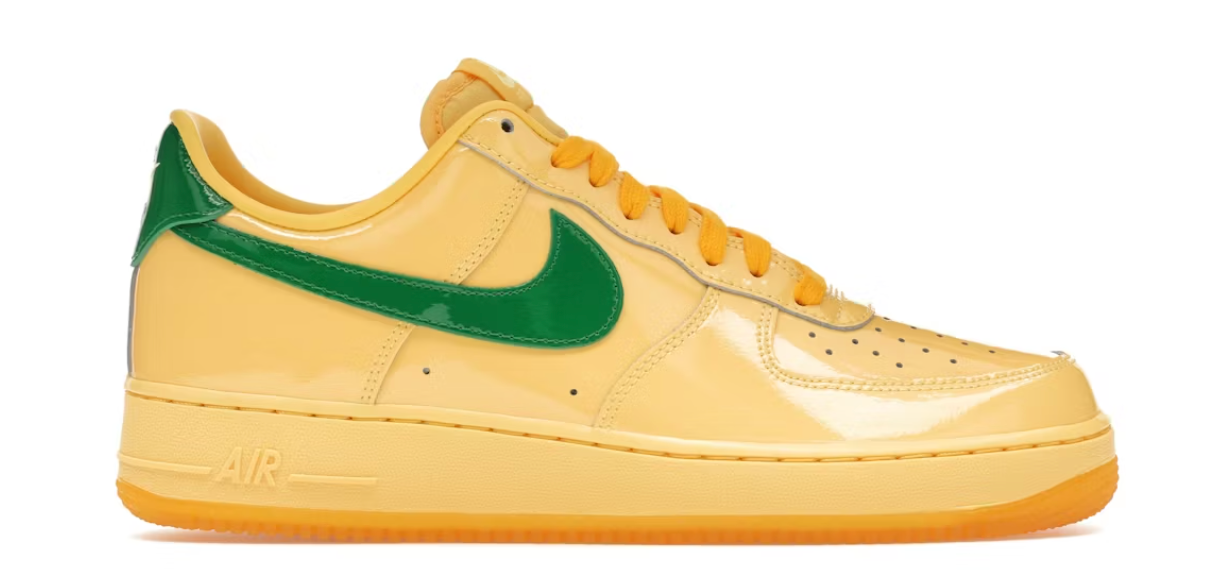 Nike Air Force 1 Low Patent Leather Topaz Gold Pine Green