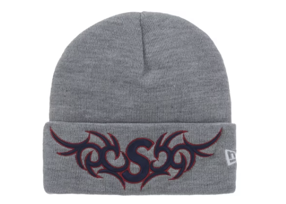 Supreme New Era Tribal S Logo Beanie Heather Grey