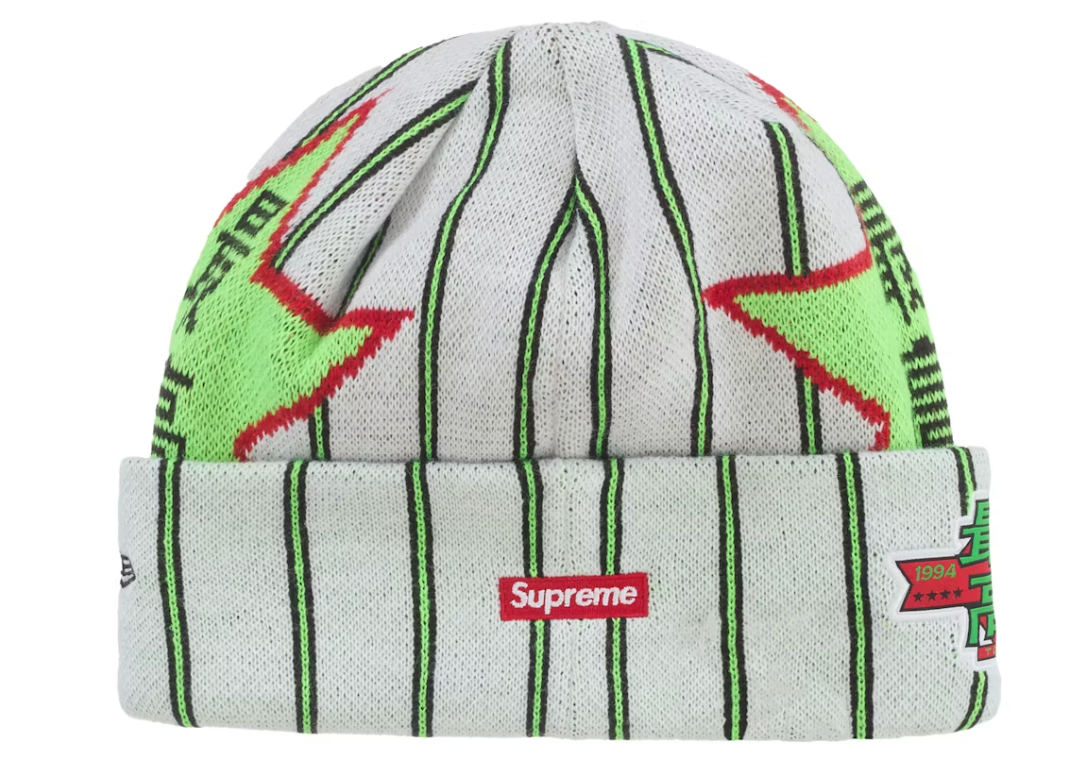 Supreme New Era Stars Beanie White