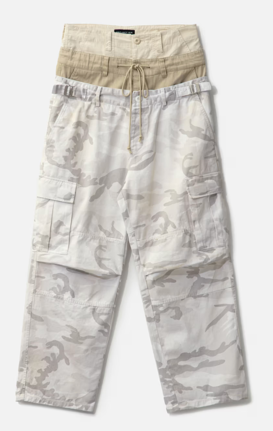 Project G/R 3 Layered Cargo Pants White