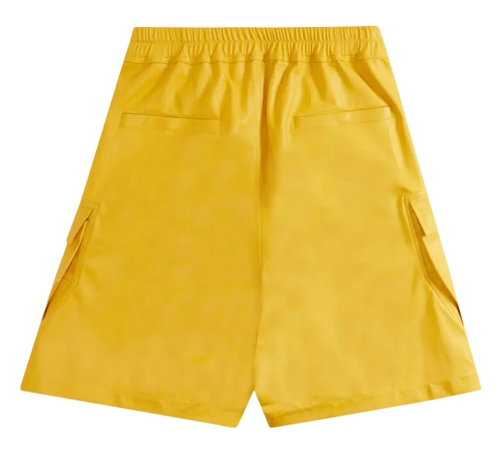 Rick Owens Leather Cargobela Shorts Lemon