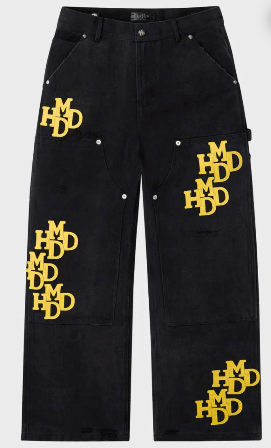 Happy Memories Don't Die HMDD Canvas Carpenter Pant Black Yellow Patches