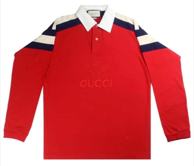 Gucci Tennis Logo Embroidered Longsleeve Polo Red