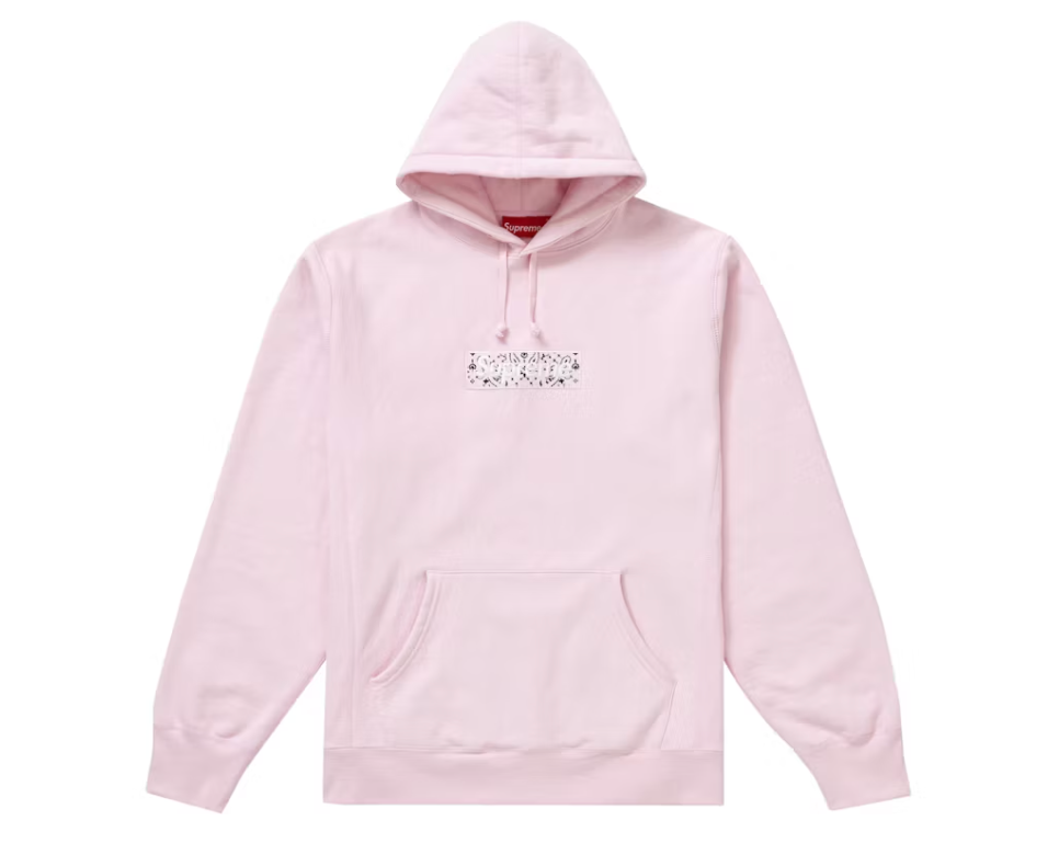 Supreme Bandana Box Logo Hooded Sweatshirt Pink