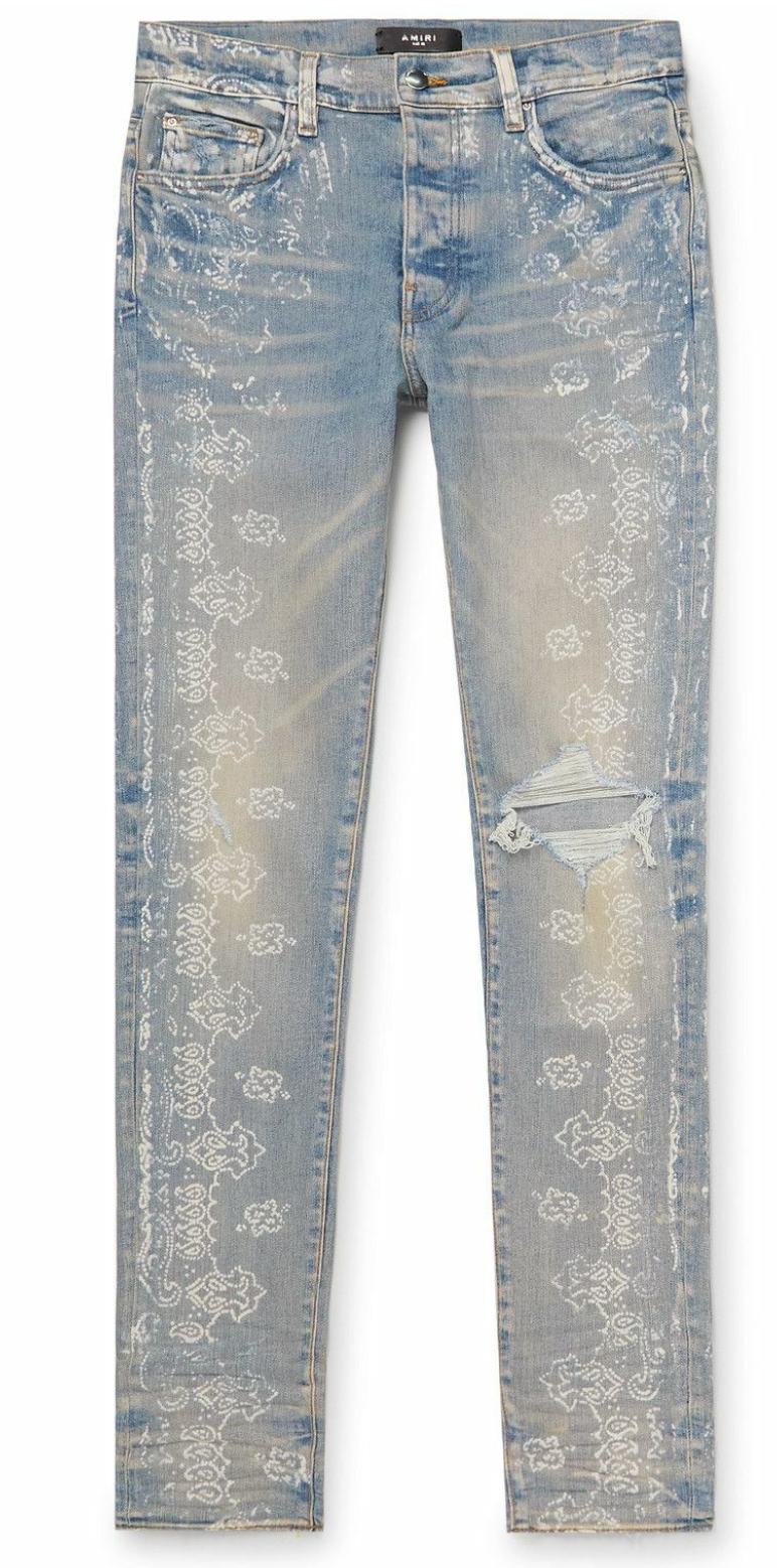 Amiri Embroidery Paisley Broken Jeans