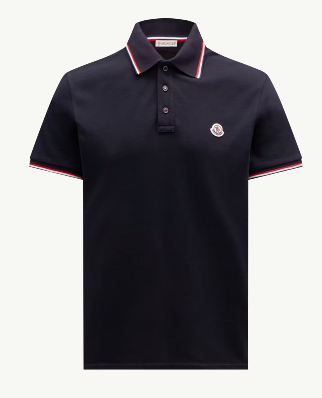 Moncler Tricolor-Trimmed Cotton Piquet Polo Shirt Navy
