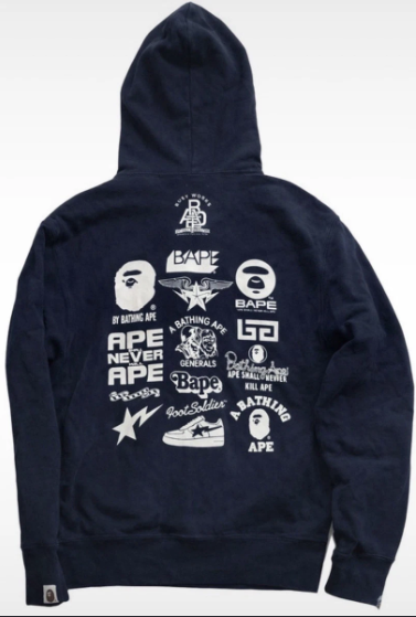 Bape Multi Logo Zip Up Hoodie Navy