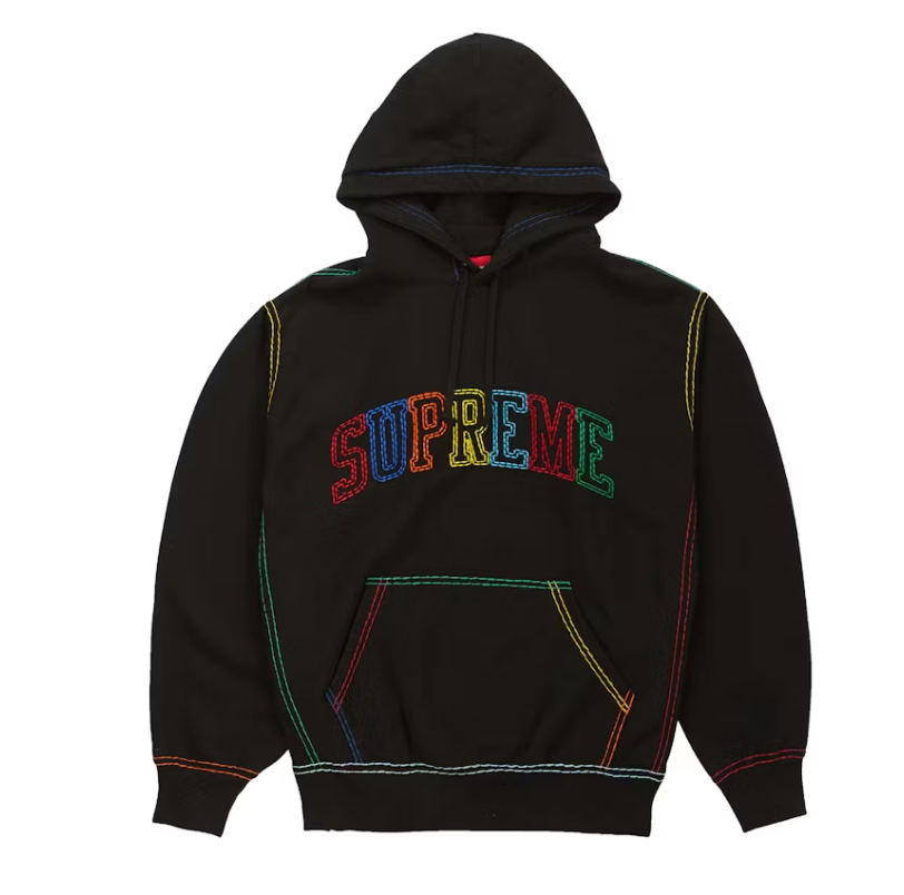 Supreme Big Stitch Hooded Sweatshirt Black
