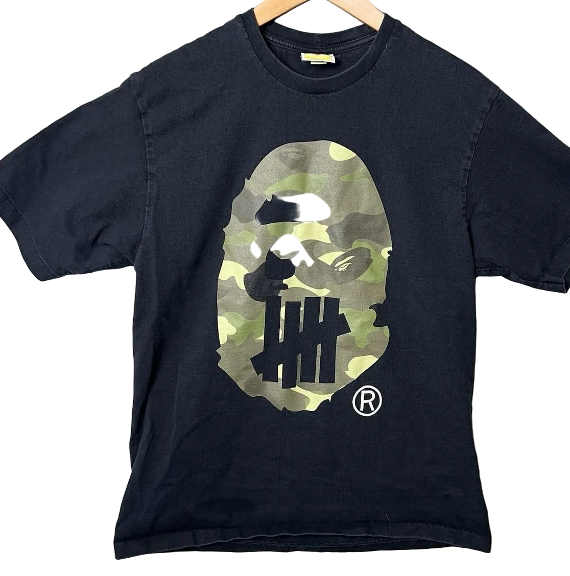 BAPE x Undefeated Camo Ape Head Tee Black 2017