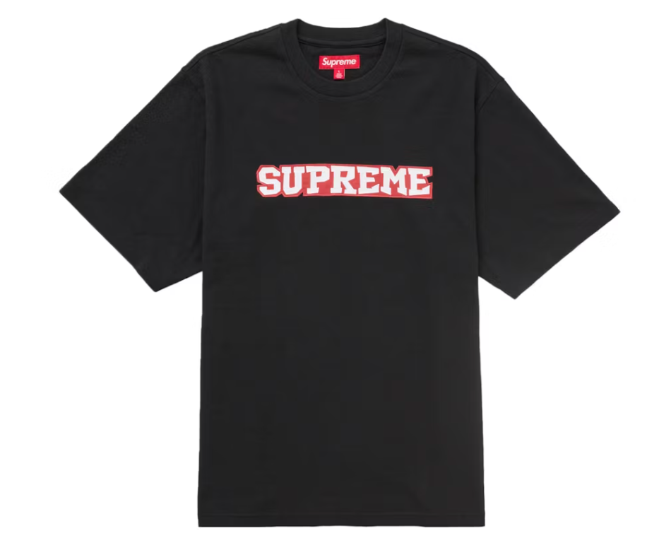 Supreme Satin Appliqué S/S Top Black
