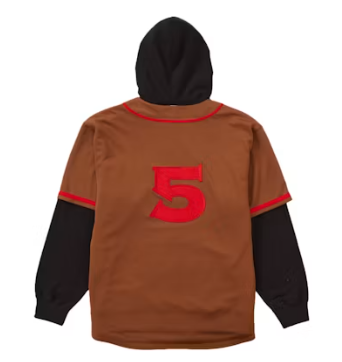 Supreme Baseball Jersey Hooded Sweatshirt Brown