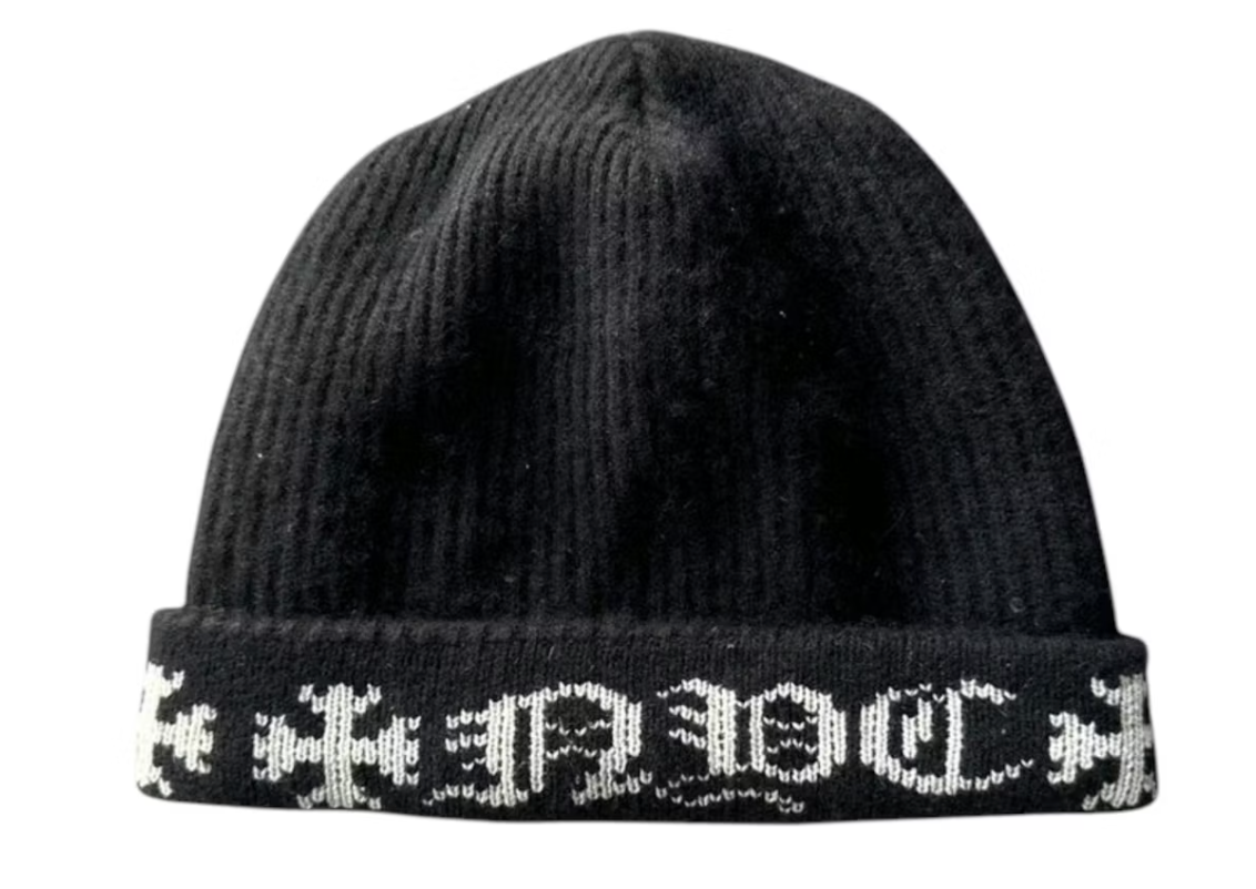 Chrome Hearts Big Daddy Cross Logo Cashmere Beanie Black/White